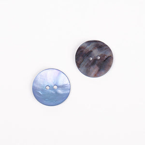 Drops Round Mother of Pearl Button - Blue 20mm