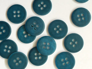 TGB Petrol Blue Matt River Shell Button - Size 15mm (2434)