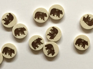 TGB Pale Coco Shell Buttons With Brown Bear - 12mm (2230