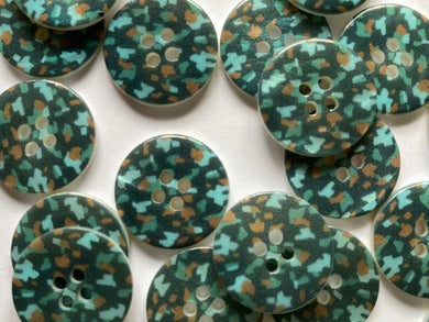 TGB Greenish Blue Shell Buttons With Various Colour Speckles - 18mm (4732)