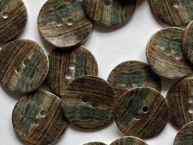 TGB Brown Green Streaky Shell Buttons - Size 18mm (4734)