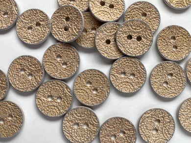 TGB Grey Metal Buttons With Pink Floral Design - 15mm (4708)