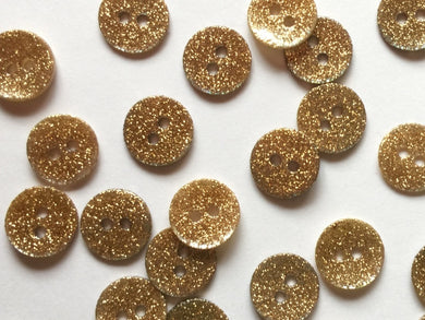 TGB Gold Glitter Shell Buttons - Size 10mm (4220)