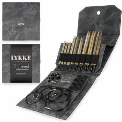 LYKKE Driftwood Long (variable length) Interchangeable Needles Set - Grey Fabric Case
