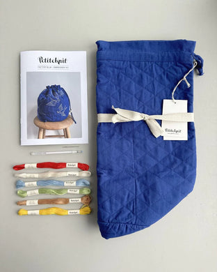 PETITEKNIT EMBROIDERY KIT - GET YOUR KNIT TOGETHER BAG LARGE