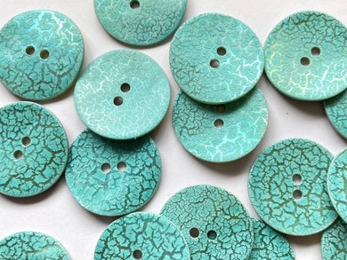 TGB Pearly & Matt Shell Textured Finish Turquoise Button - Size 22mm (4425)