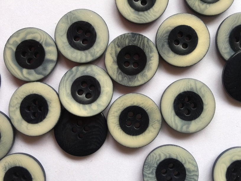 TGB Dark Navy Corozo Buttons With Grainy Matt Cream Rim – Size 20mm (2831)