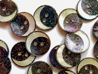TGB Natural Shell Moon/Glittery Background Buttons - 18mm (4608)