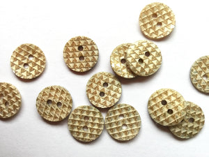 TGB White Shell Gold Glitter Laser Design Button - Size 14mm (2768)