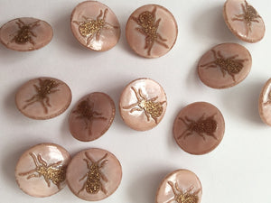 TGB Rose Gold Beetle Laser Glossy Dusty Pink Buttons - 15mm (2860)
