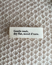 Load image into Gallery viewer, PetiteKnit &quot;GENTLE WASH, DRY FLAT, MEND IF TORN&quot; Label